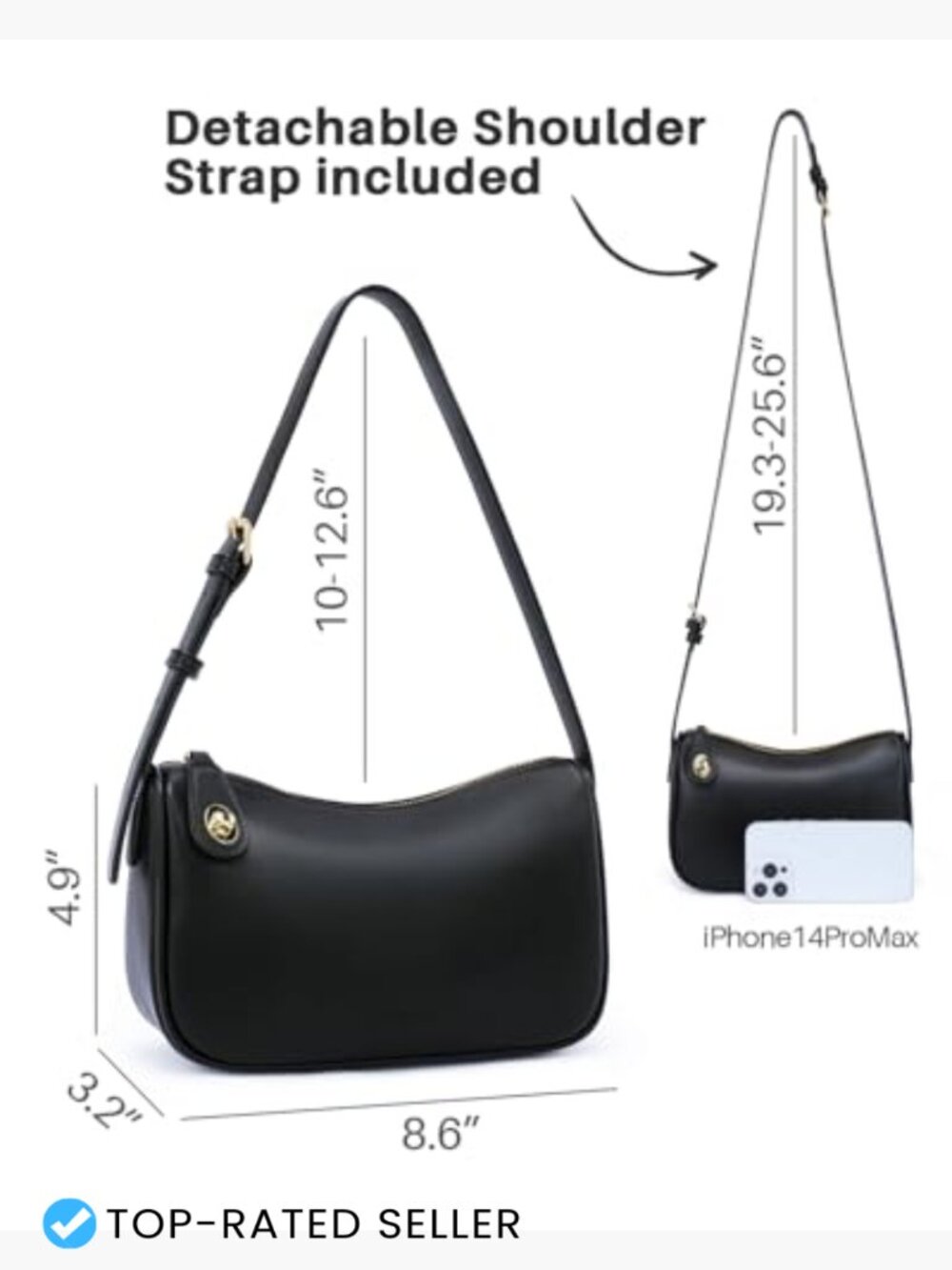RFID Anti-Theft Crossbody Bag Vegan Leather Satchel Shoulder Purse Adjustable - Picture 4 of 7